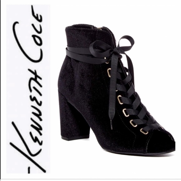 Kenneth Cole Reaction Shoes - Reaction Kenneth Cole Lania Velvet Booties Lace Up SZ 10